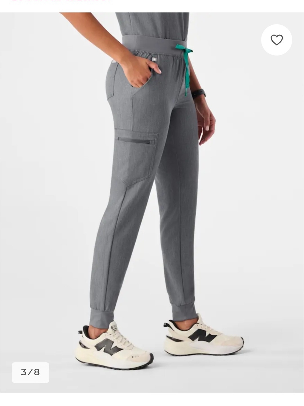 Figs Gray Jogger Scrub Set Pants with Teal Drawstring Small - Picture 6 of 15